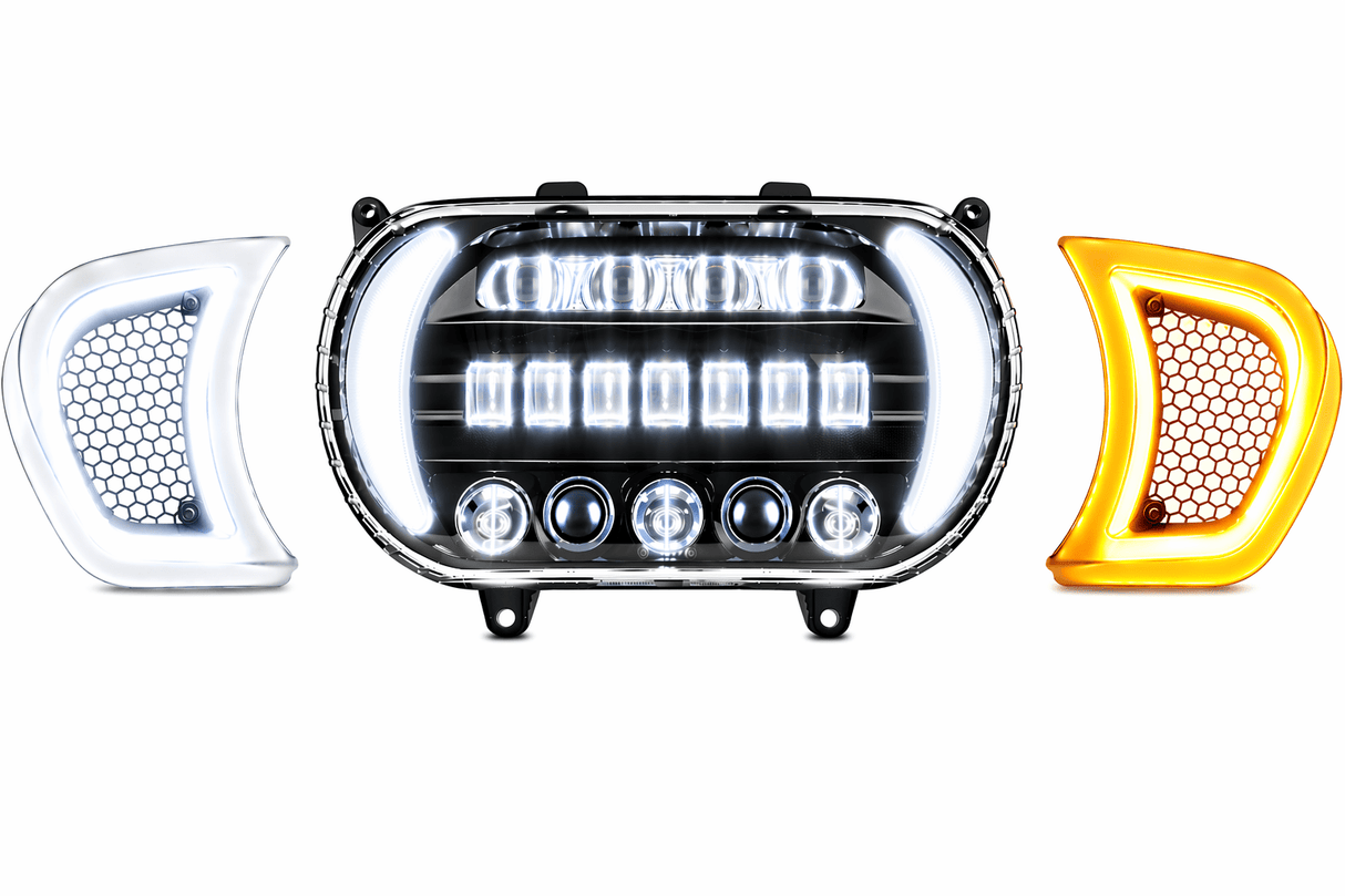 Eagle Lights LED Projection Headlight for Harley-Davidson 2015 - 2025 Road Glide Models with HALOS Vent Insert Light