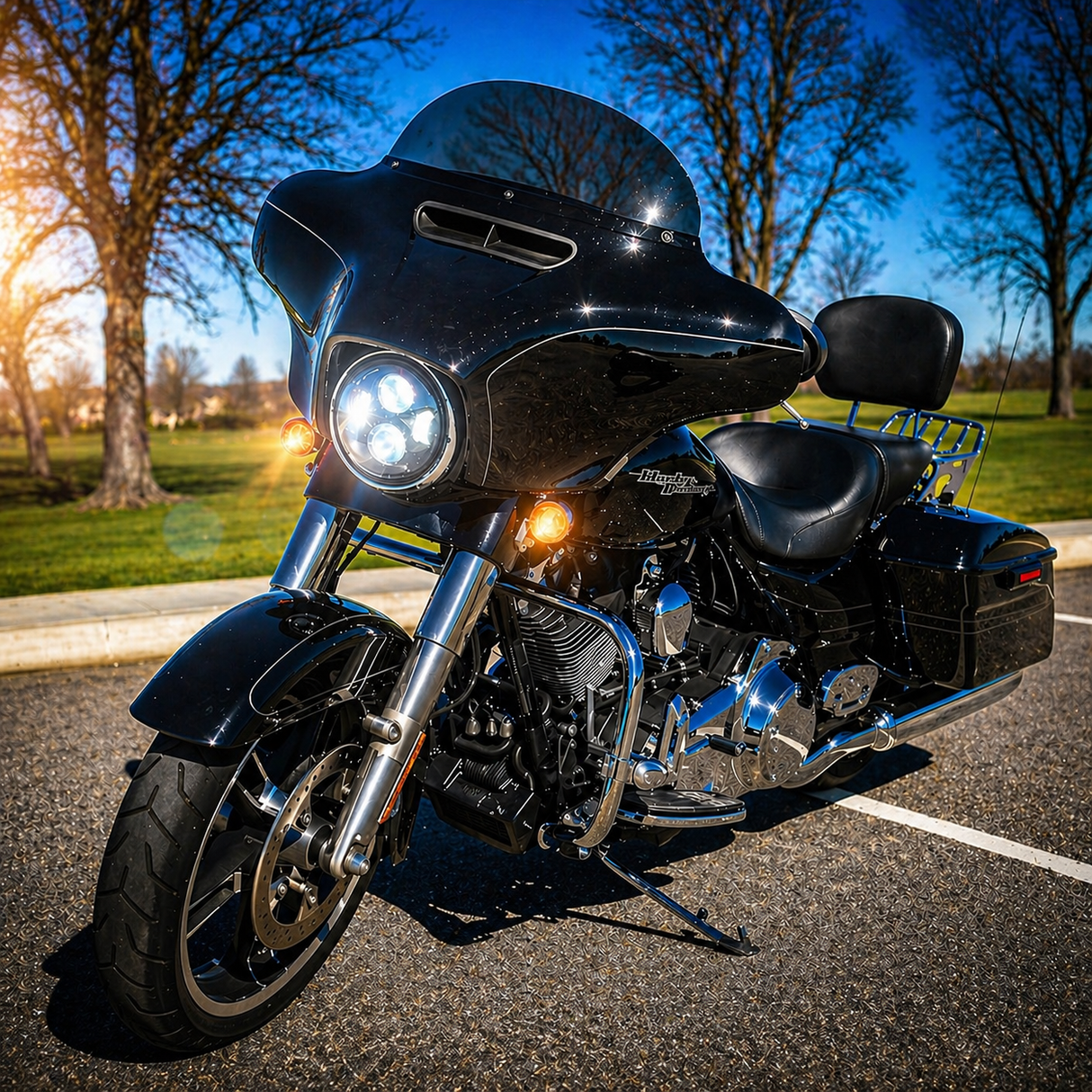 Eagle Lights 7" LED Headlight for Harley-Davidson® and Indian® Motorcycles - Generation I / Black Kit