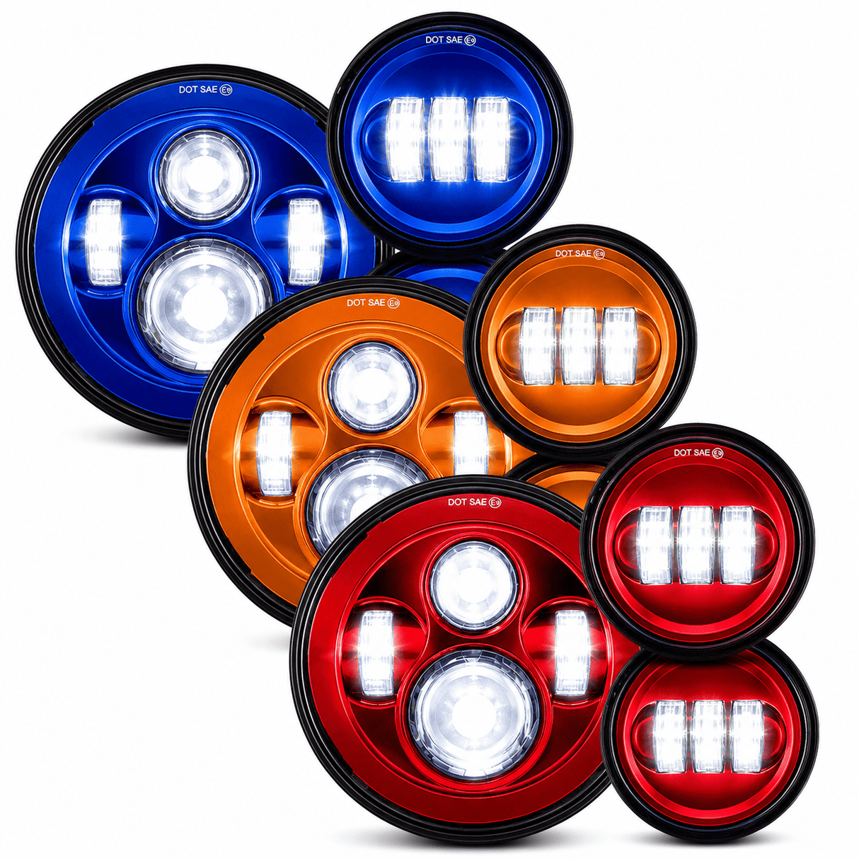 Eagle Lights 7" LED Headlight and 4.5" LED Passing Light Kit for Harley-Davidson® and Indian® Motorcycles - Color Matched / Generation I
