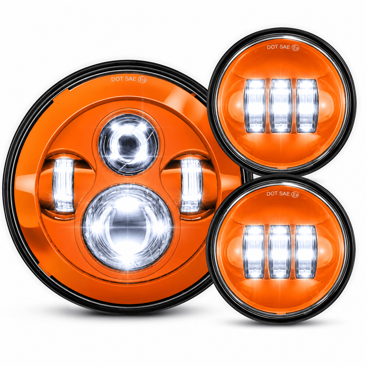 Eagle Lights 7" LED Headlight and 4.5" LED Passing Light Kit for Harley-Davidson® and Indian® Motorcycles - Color Matched / Generation I