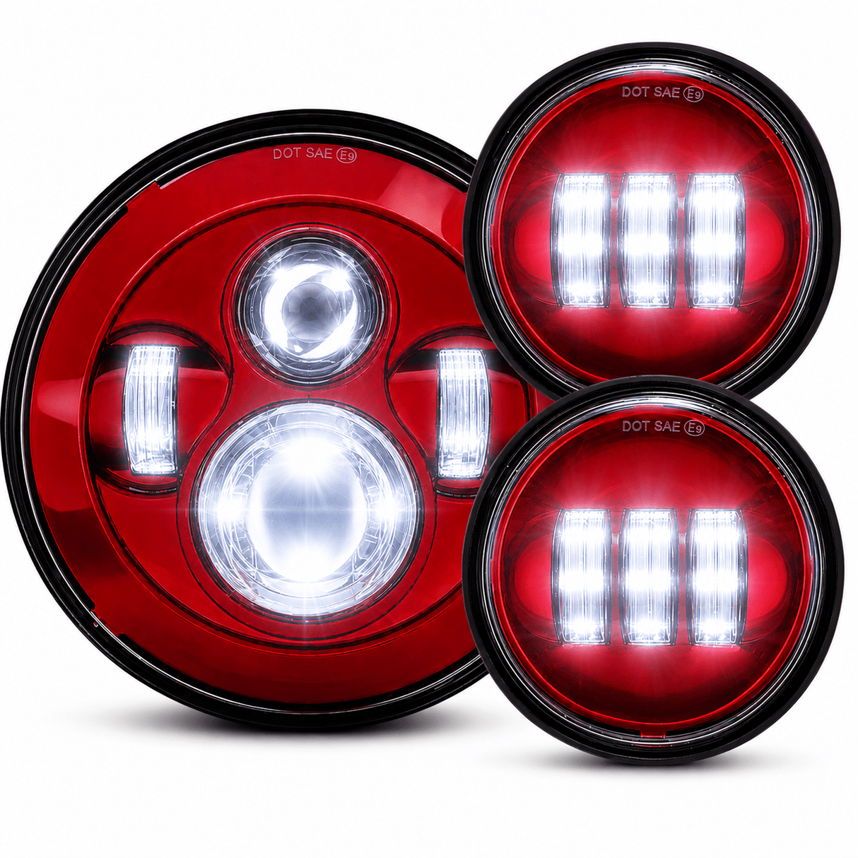 Eagle Lights 7" LED Headlight and 4.5" LED Passing Light Kit for Harley-Davidson® and Indian® Motorcycles - Color Matched / Generation I