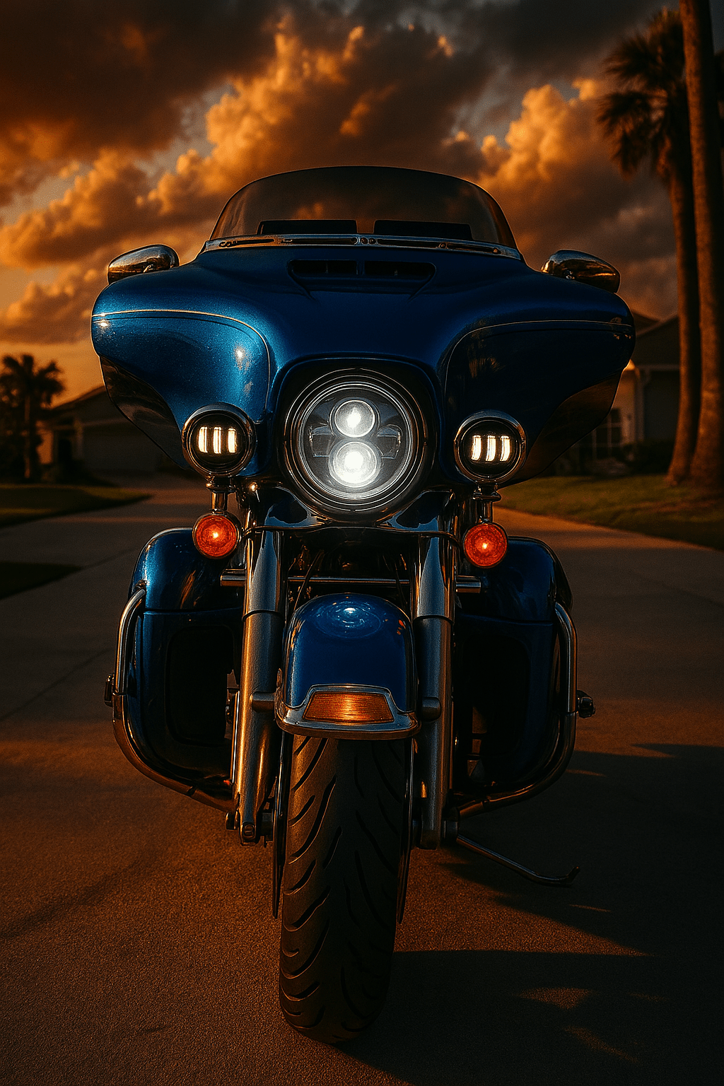 Eagle Lights 7" LED Headlight and 4.5" LED Passing Light Kit for Harley-Davidson® and Indian® Motorcycles - Generation I / Chrome