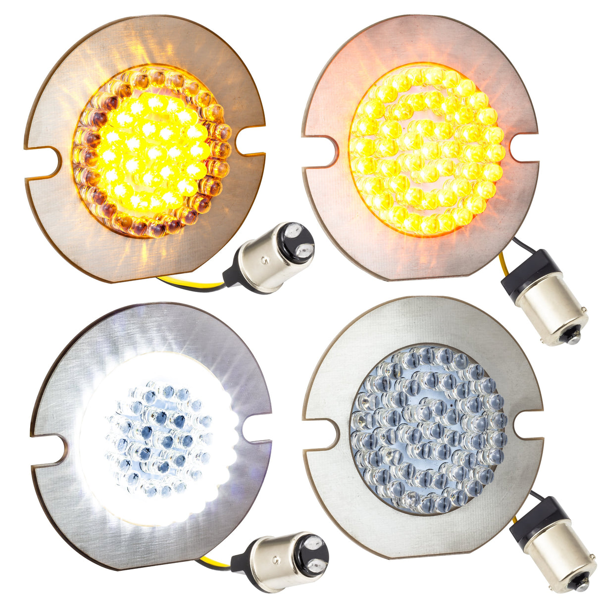 Eagle Lights 3 1/4" Front and Rear LED Turn Signal Kit For Harley-Davidson® Motorcycles - Generation I / Amber Rear Turn Signals