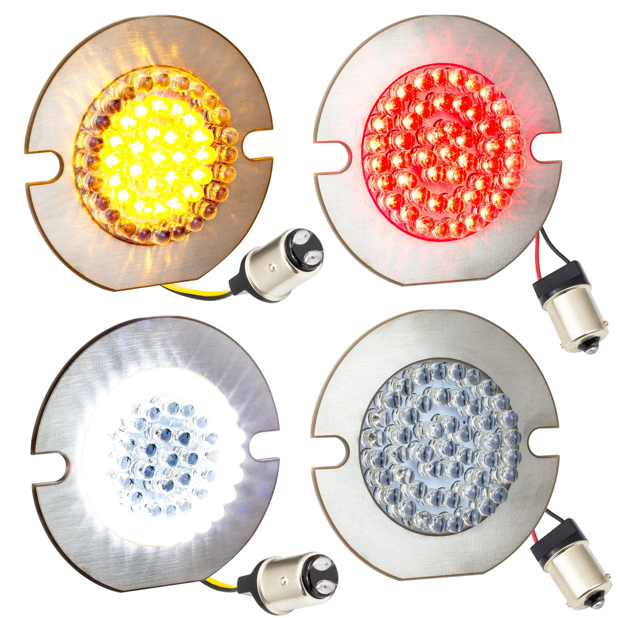 Eagle Lights 3 1/4" Front and Rear LED Turn Signal Kit for Harley-Davidson® Motorcycles - Generation I / Red Rear Turn Signals