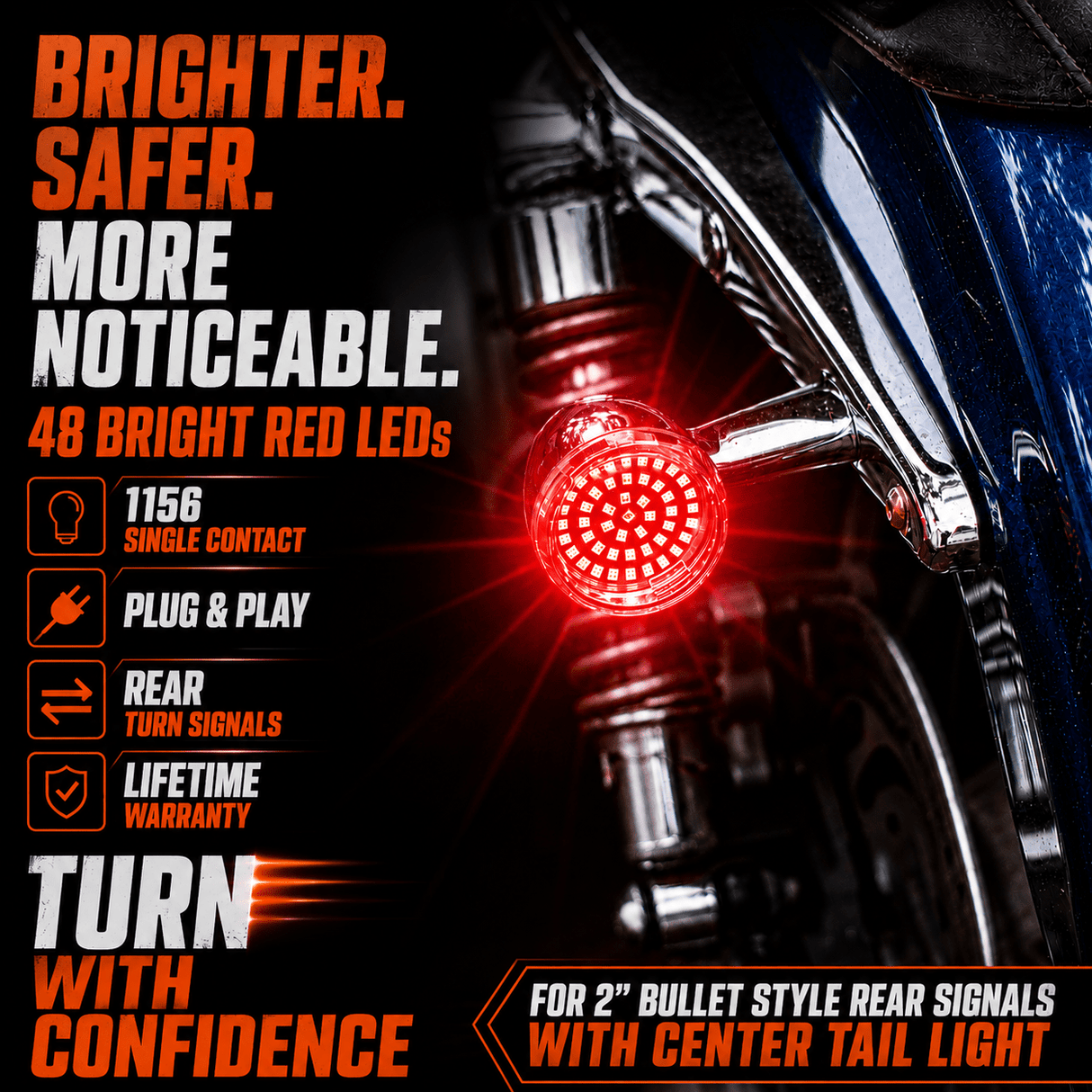 Eagle Lights Midnight Edition LED Premium Red Rear Turn Signals for Harley-Davidson® Motorcycles - 1156 Base / Red