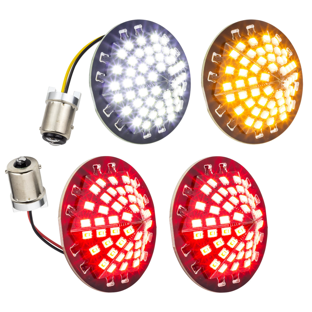 Eagle Lights Midnight Edition Generation III Front and Rear LED Turn Signals Kit for Harley-Davidson® Motorcycles - 1157 Front / 1156 Red Rear