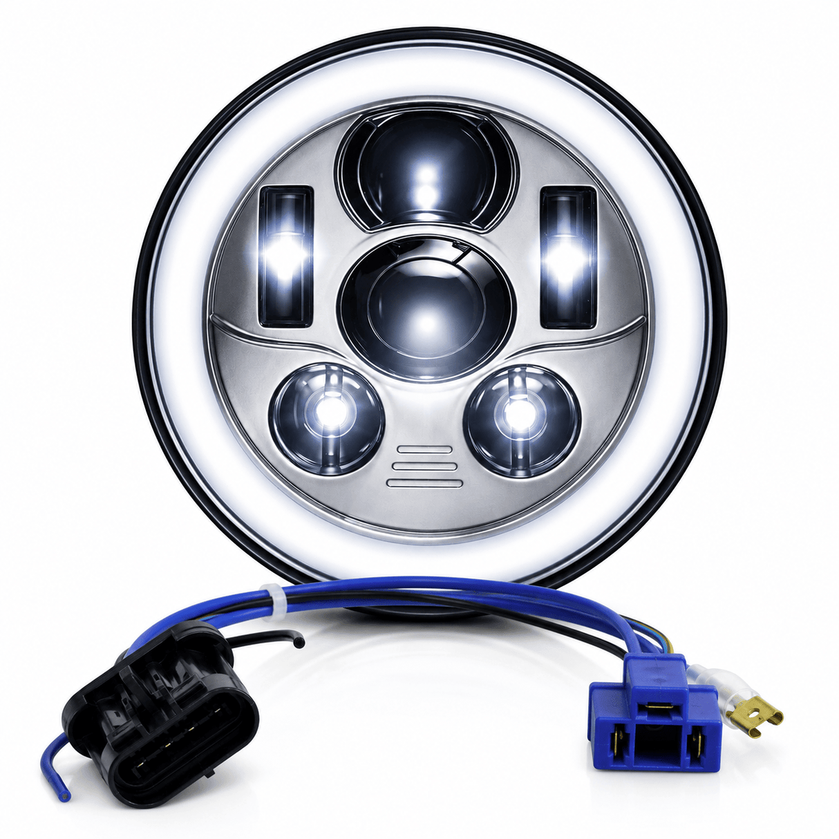 Eagle Lights 7" LED Headlight Kit with Halo Ring for Harley-Davidson® and Indian® Motorcycles - Generation III / Chrome