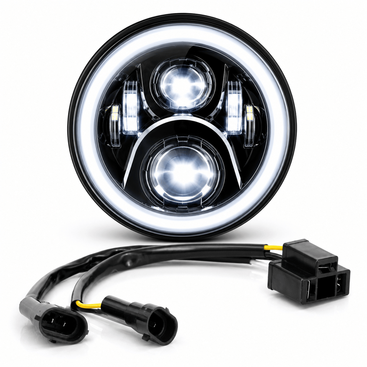 Eagle Lights 7" LED Headlight with LED Halo Ring for Harley-Davidson® and Indian® Motorcycles - Generation II / Black Kit