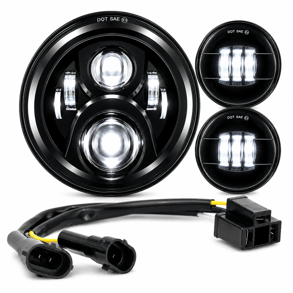 Eagle Lights 7" LED Headlight and 4.5" LED Passing Light Kit for Harley-Davidson and Indian - Generation II / Black