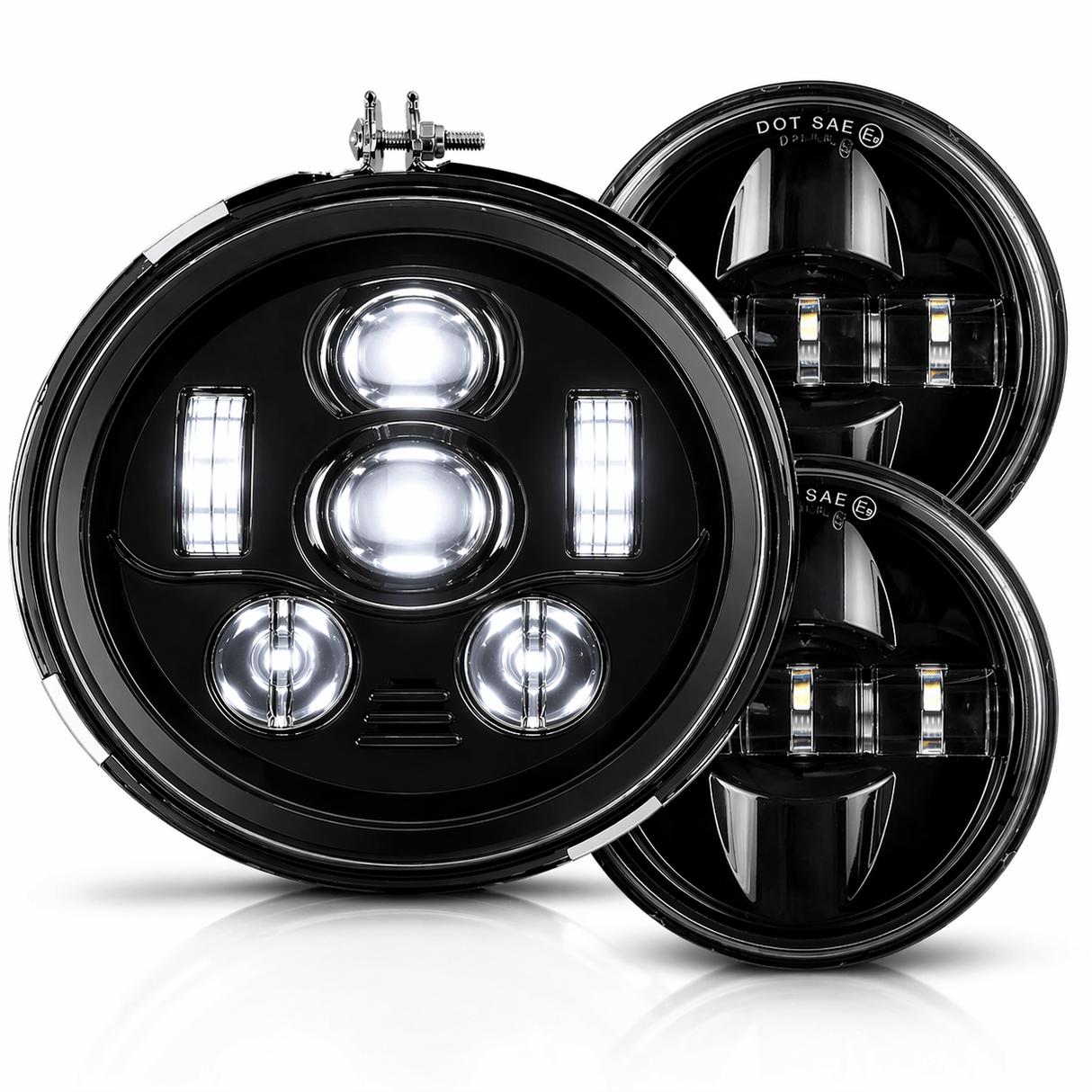 Eagle Lights 1997-2003 Honda Valkyrie Round Projection LED 7" Headlight and 4.5" Passing Lights
