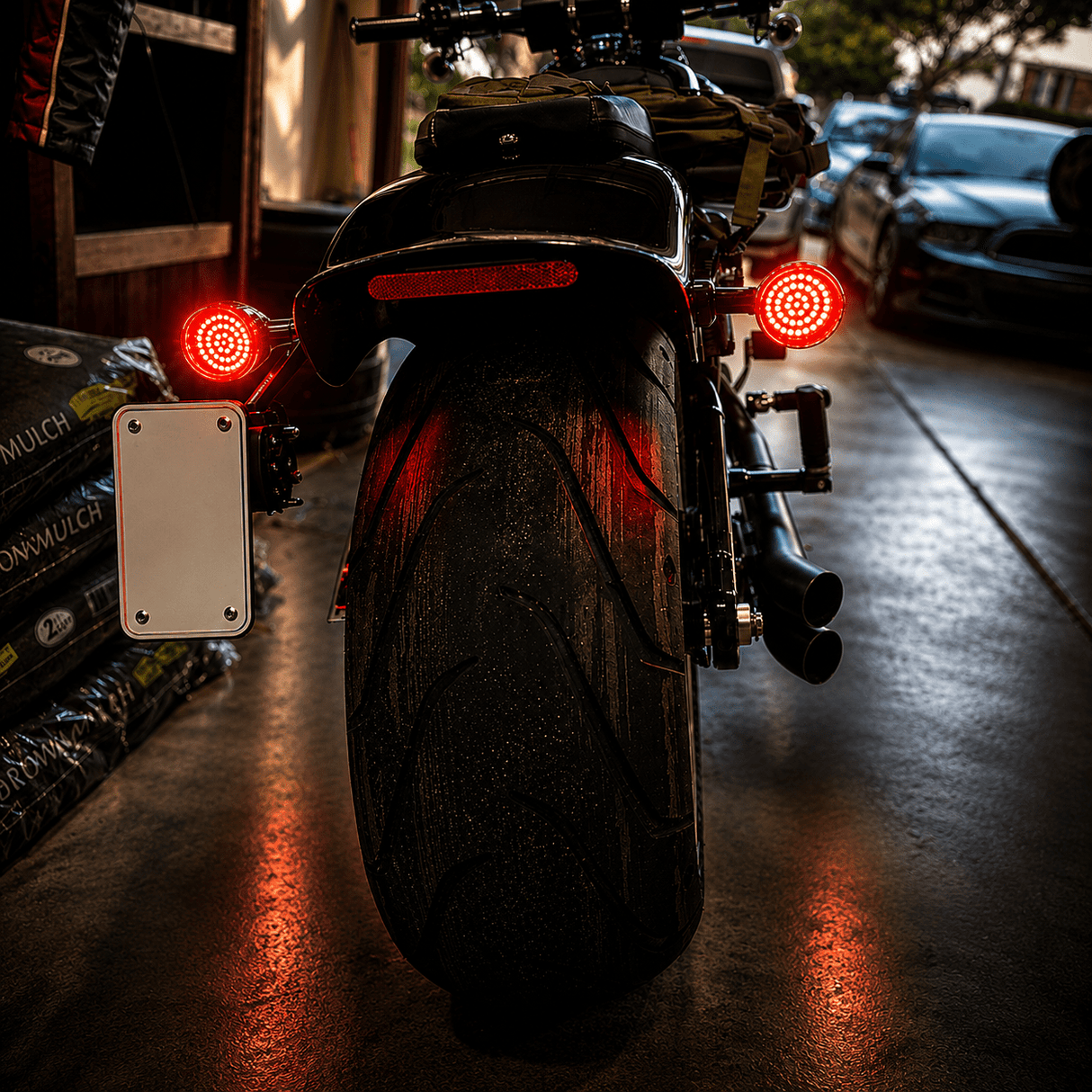 Eagle Lights Midnight Edition Front and Rear Turn Signals, Running Lights and Strobing Rear LED Turn Signal Kit for Harley-Davidson® Motorcycles - 1157 Front Base / 1157 Rear Base