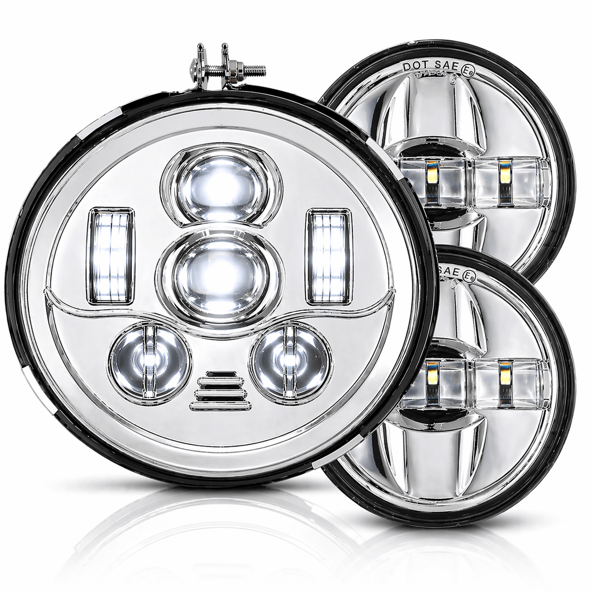 Eagle Lights 1997-2003 Honda Valkyrie Round Projection LED 7" Headlight and 4.5" Passing Lights
