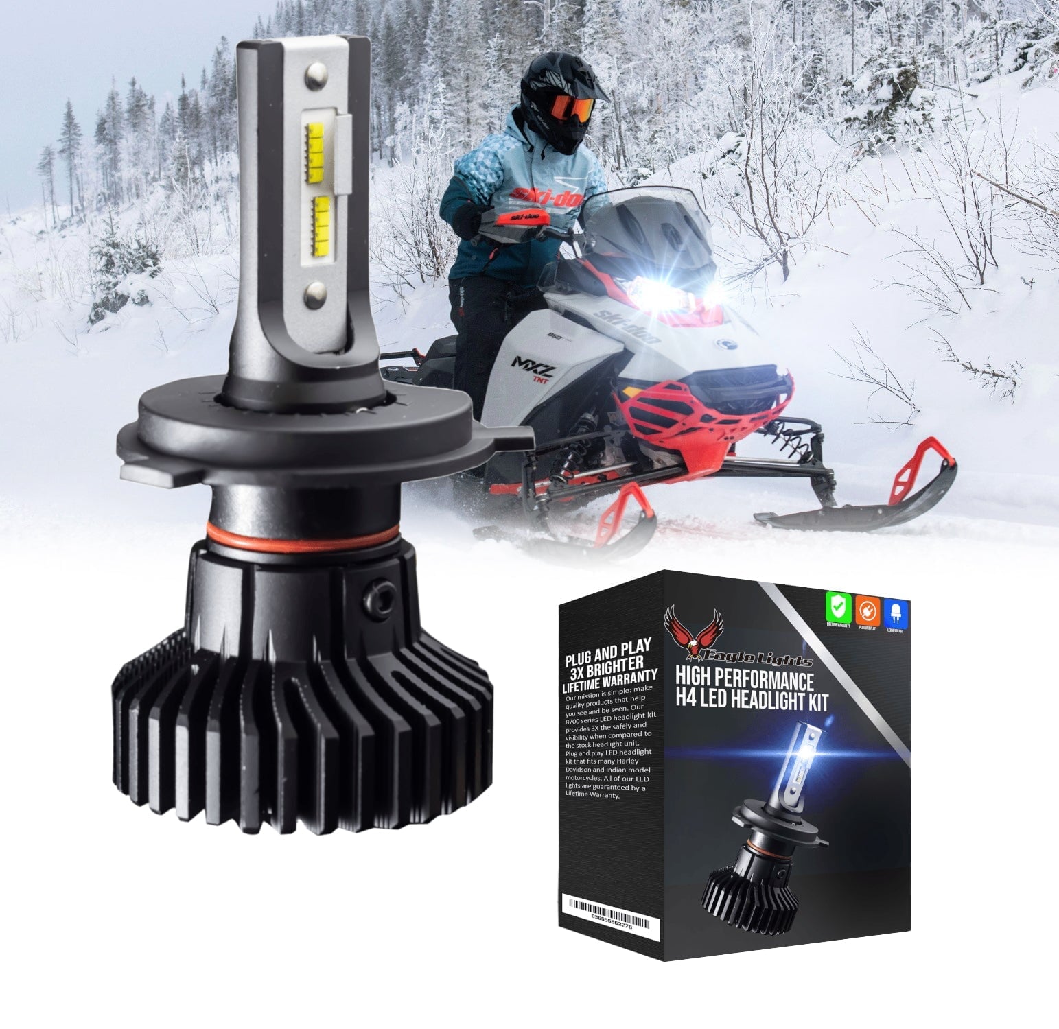 Eagle Lights Infinity Beam H4 LED Headlight Bulb for Yamaha Snowmobile