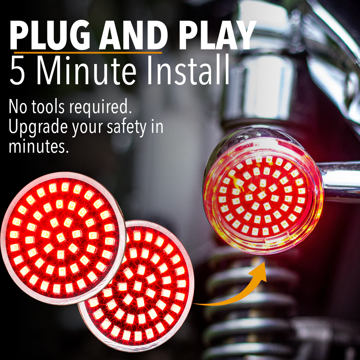 Eagle Lights Midnight Edition Rear LED Turn Signals, Running Lights and Strobing Brake Lights for Harley-Davidson® Motorcycle