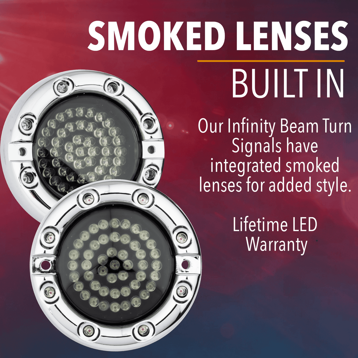 Eagle Lights 3 1/4” Infinity Beam Front LED Turn Signals with Running LED Light Ring for Harley-Davidson® Motorcycles