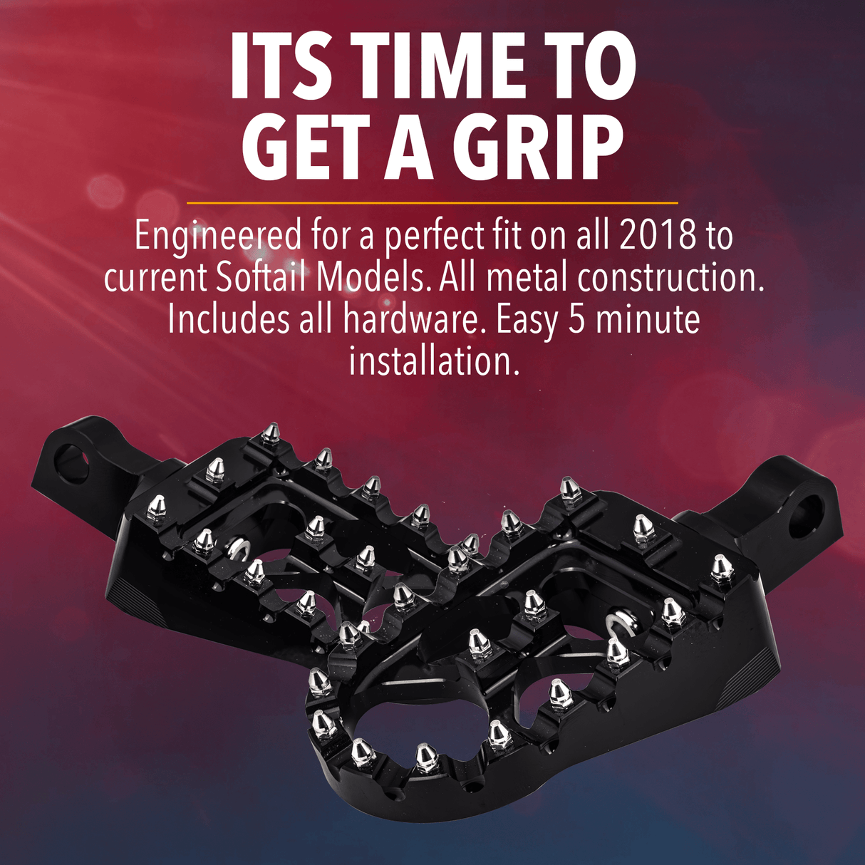 Eagle Lights IRONGRIP MX Style Passenger Foot Pegs for Harley-Davidson® Softail Motorcycles