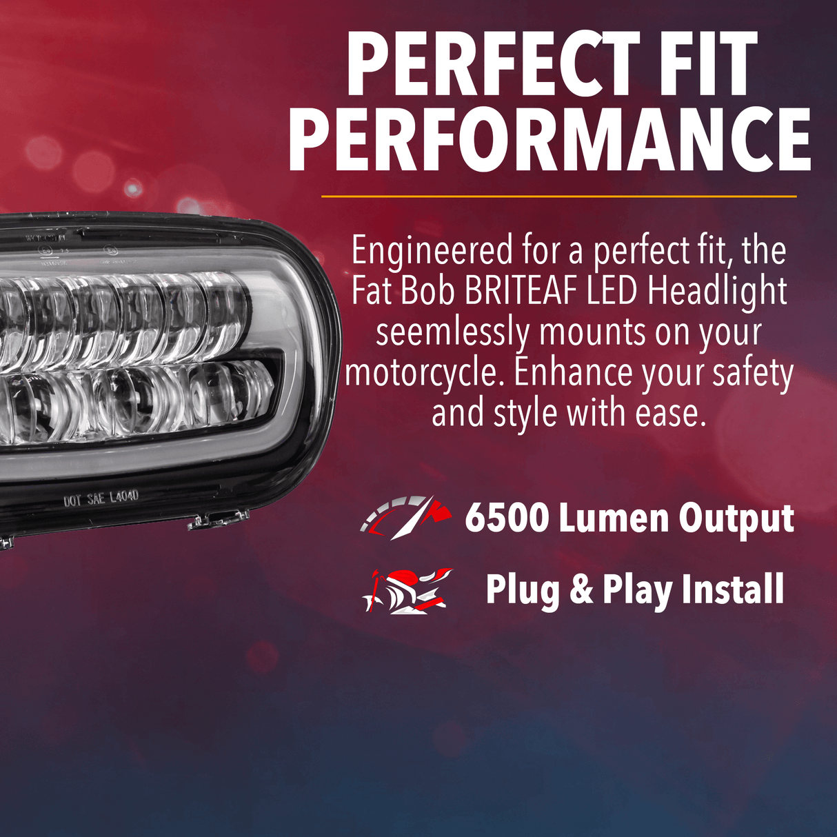 Eagle Lights BRITE AF LED Headlight for 2008 - 2023 Harley-Davidson® Fat Bob Models