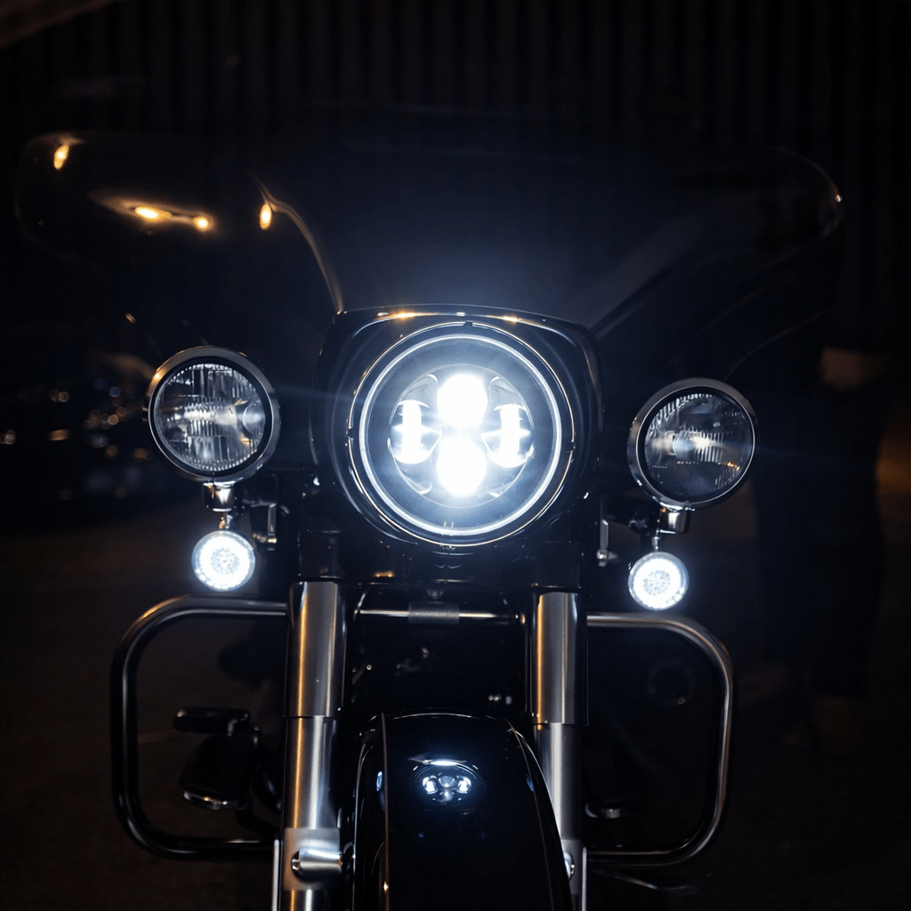 Eagle Lights 2” Front LED Turn Signal with Halo Running Light Kit for Harley-Davidson® - White Halo Ring / Amber Turn Signal / 1157 Base