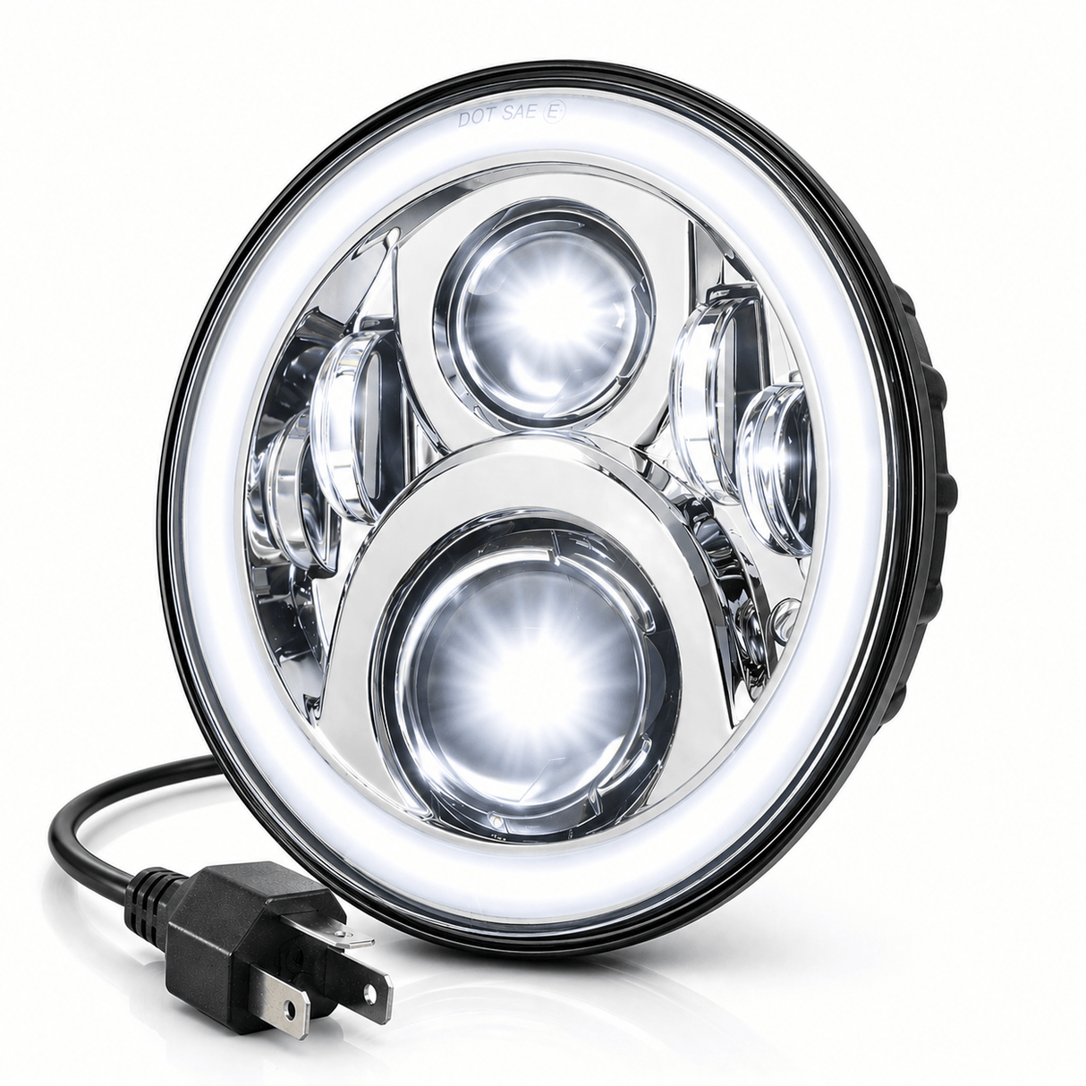 Eagle Lights 7" LED Headlight with LED Halo Ring for Harley-Davidson® and Indian® Motorcycles - Generation II / Chrome Kit