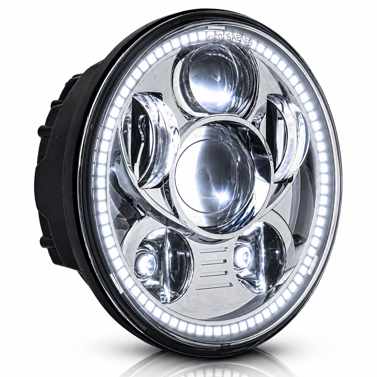 Eagle Lights 5 3/4" LED Headlight Kit with Halo Ring for Harley-Davidson® and Indian® Motorcycles - Generation III / Chrome