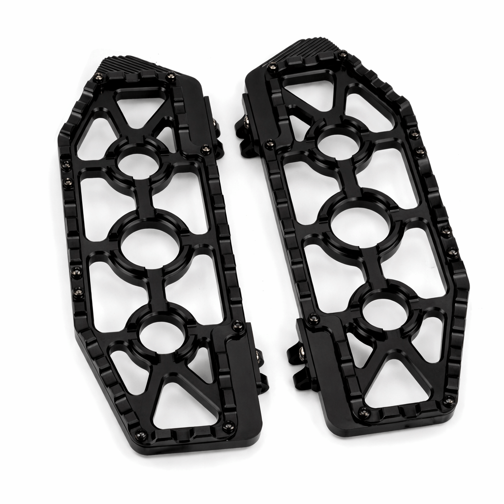 Eagle Lights Redline MX driver floor boards for Harley-Davidson motorcycles black billet aluminum