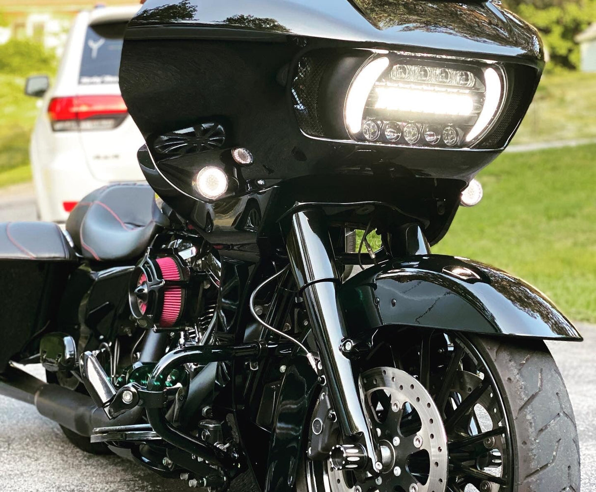 Eagle Lights LED Projection Headlight for Harley-Davidson® 2015 or Newer Road Glide with HALOS Vent Insert Light Combo Kit