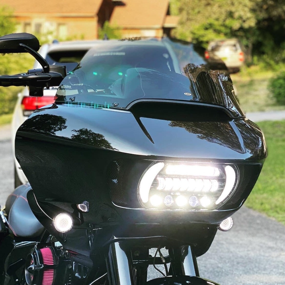 Eagle Lights LED Projection Headlight for Harley-Davidson® 2015 or Newer Road Glide with HALOS Vent Insert Light Combo Kit