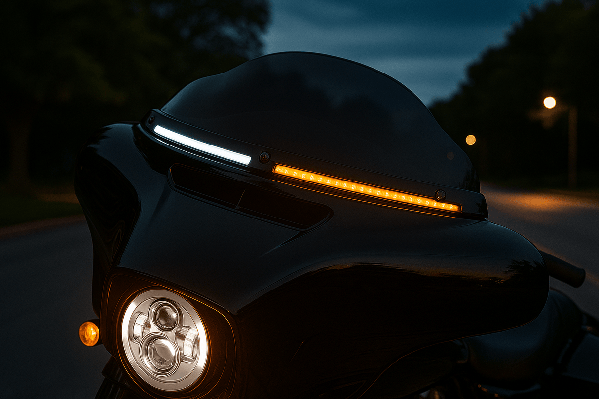 Eagle Lights HALOS LED Windshield Trim – Black | Fits Harley-Davidson® Touring Models (2014–2025)