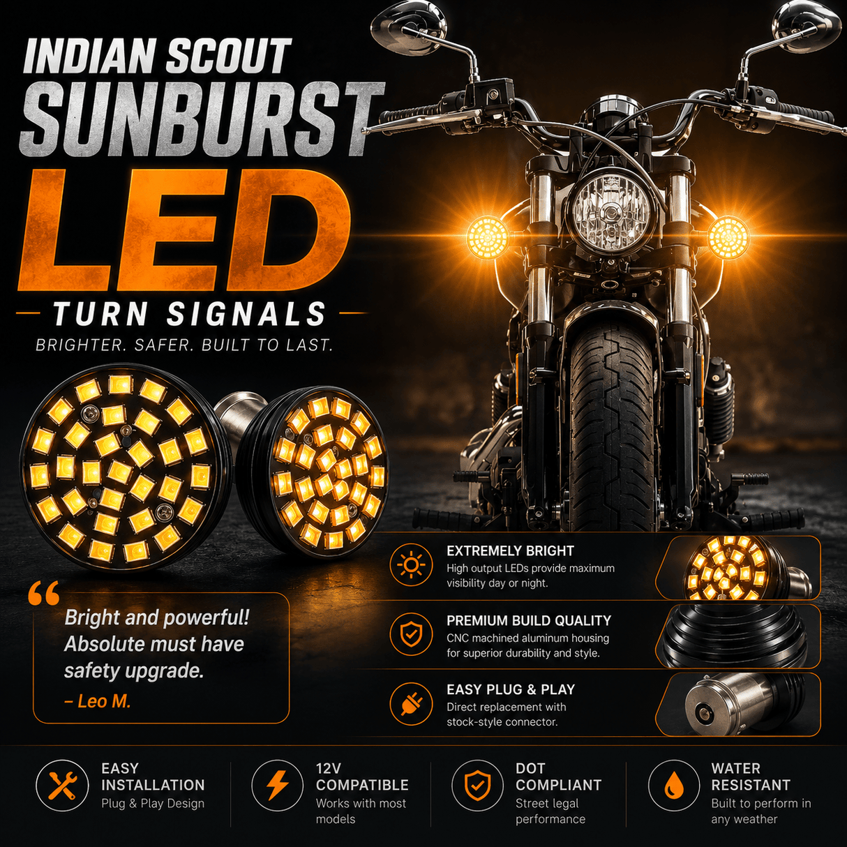 Indian® Scout SUNBURST LED Turn Signals - Pair