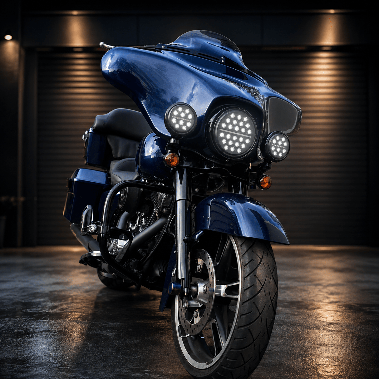 Eagle Lights 7" SLIM LINE Multi LED Projection Headlight - Black - Fits All 7" Harley-Davidson® and Indian® Headlight Buckets