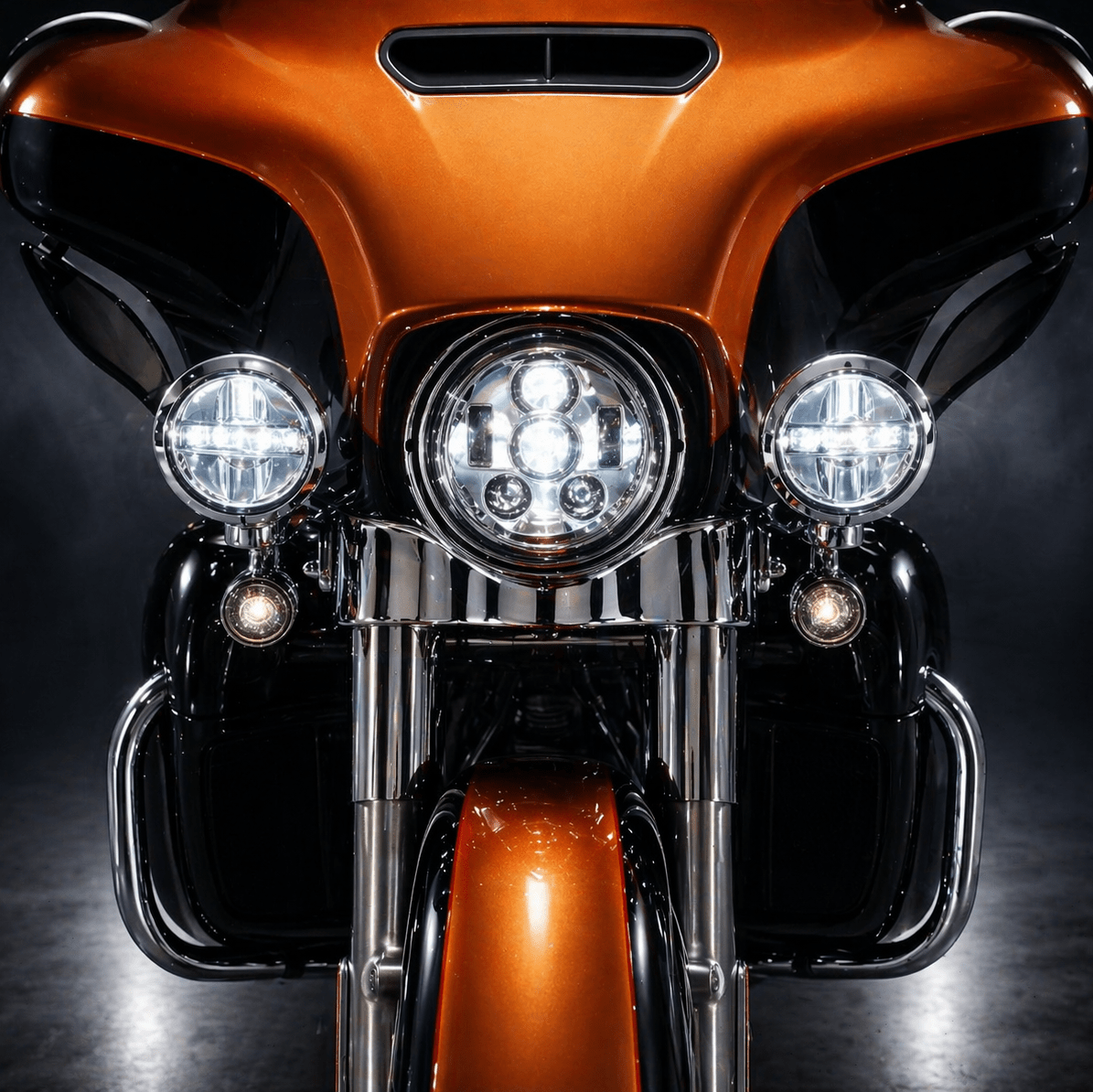 Eagle Lights 7" LED Headlight and 4.5" LED Passing Light Kit for Harley-Davidson® and Indian® Motorcycles - Generation III / Chrome