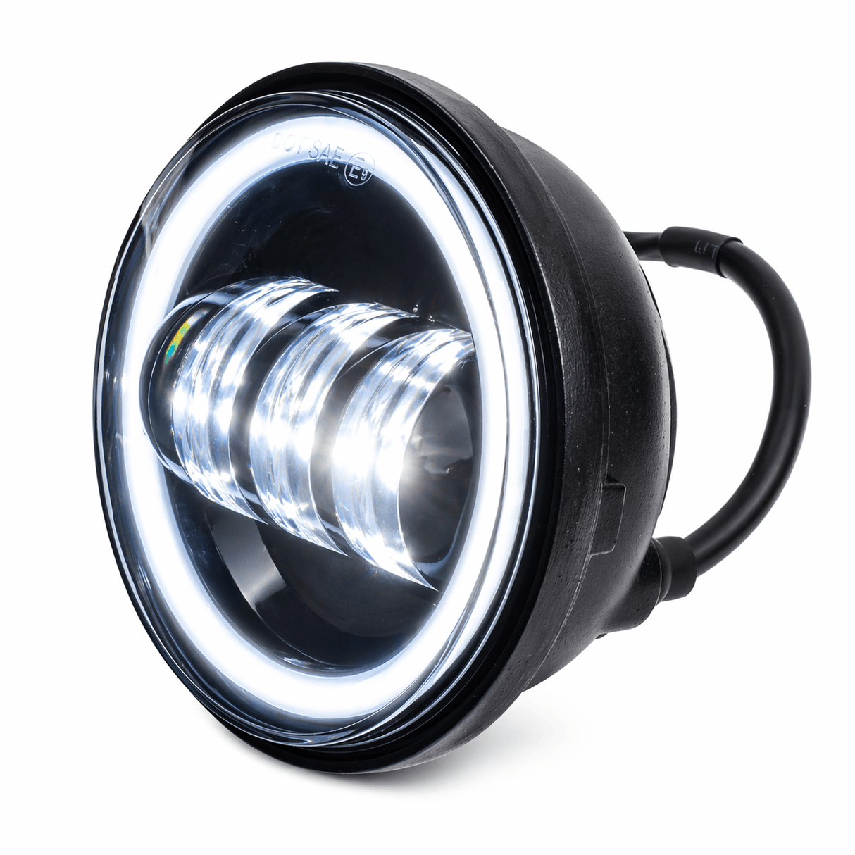 Eagle Lights 7" LED Headlight and 4.5" LED Passing Light Kit with Halo Rings for Harley-Davidson® & Indian® Motorcycles - Generation III / Black / Halo Ring