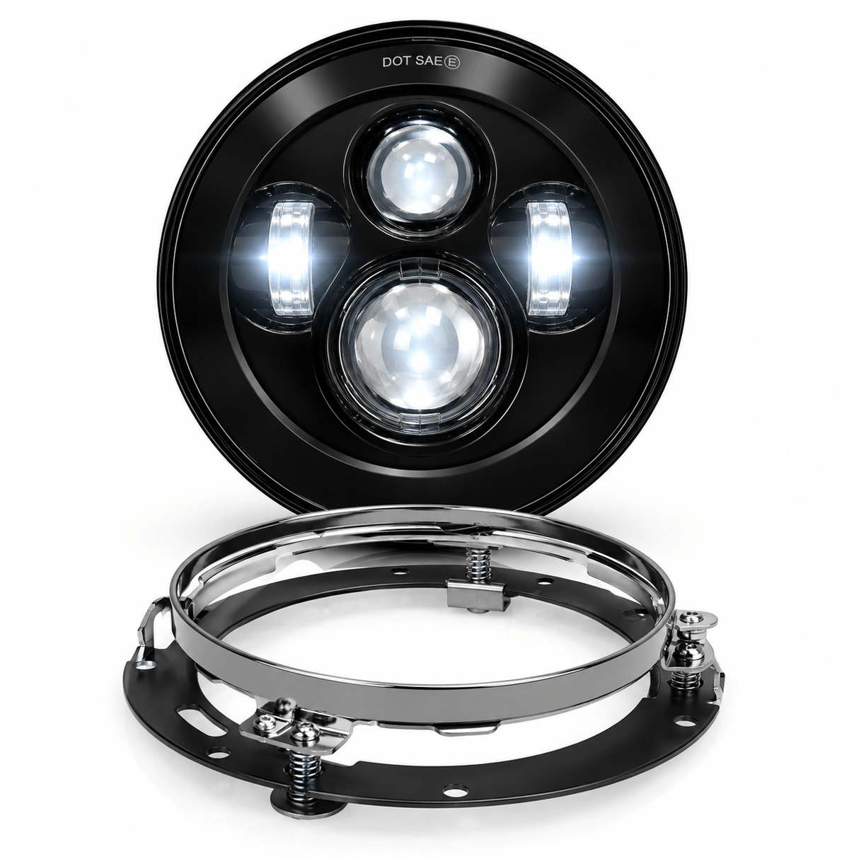 Eagle Lights 7" LED Headlight for Harley-Davidson® and Indian® Motorcycles - Generation I / Black Kit