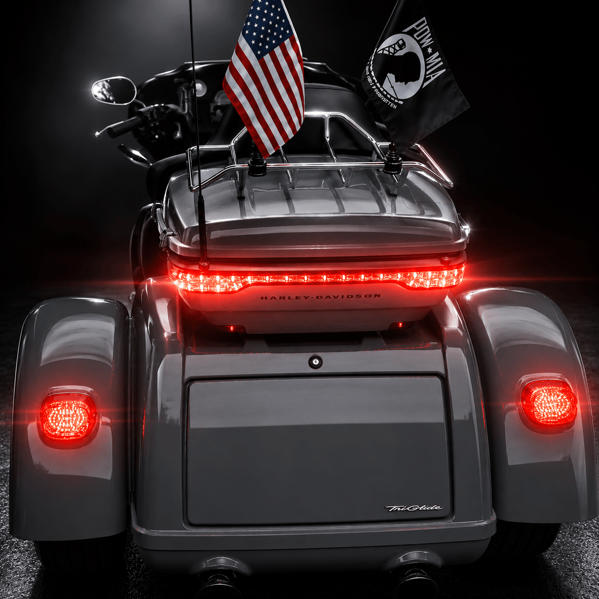 Eagle Lights Flashing Strobe Layback LED Tail Brake Light Kit for Harley-Davidson® Tri Glide Models