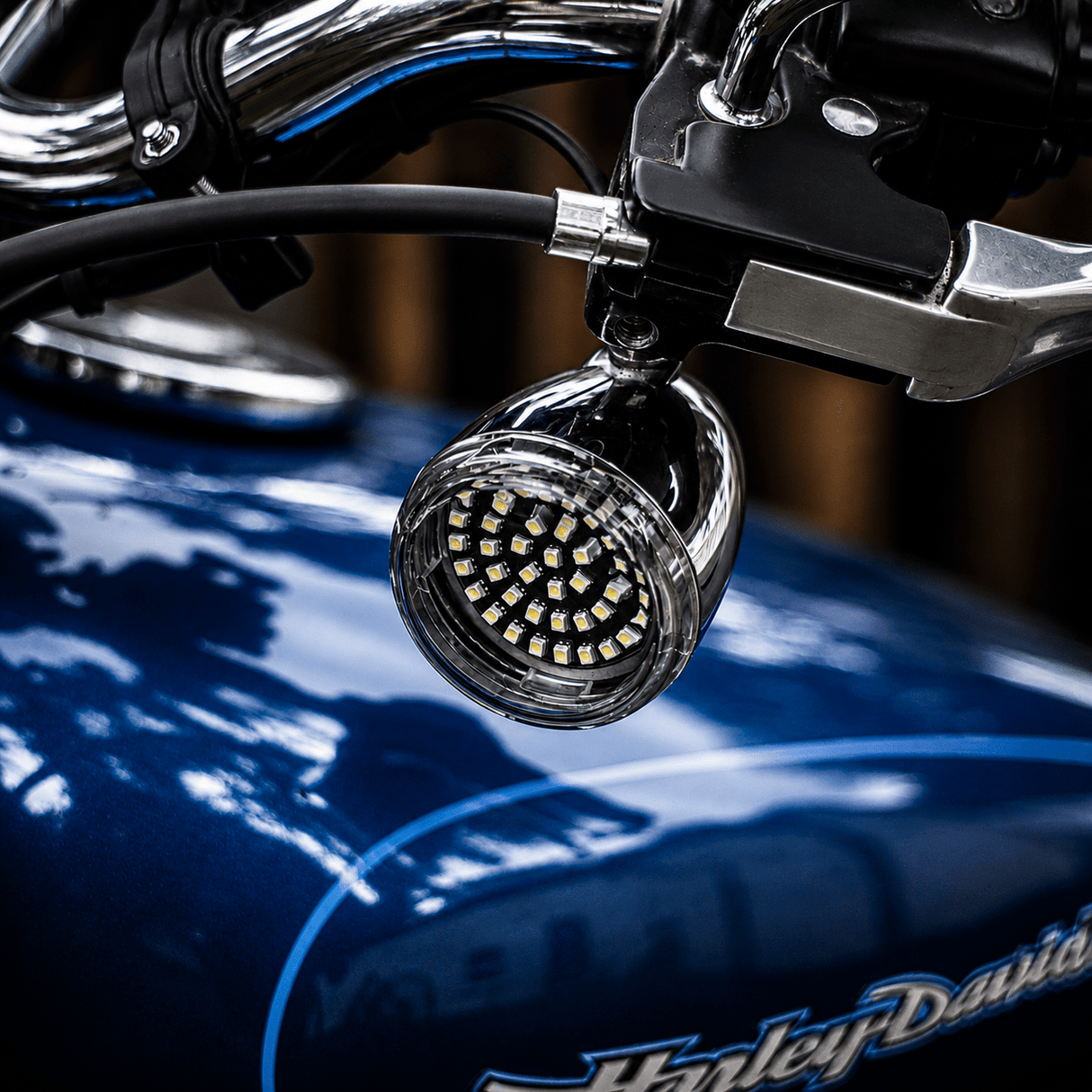 Eagle Lights Midnight Edition Front and Rear Turn Signals, Running Lights and Strobing Rear LED Turn Signal Kit for Harley-Davidson® Motorcycles - 1157 Front Base / 1157 Rear Base