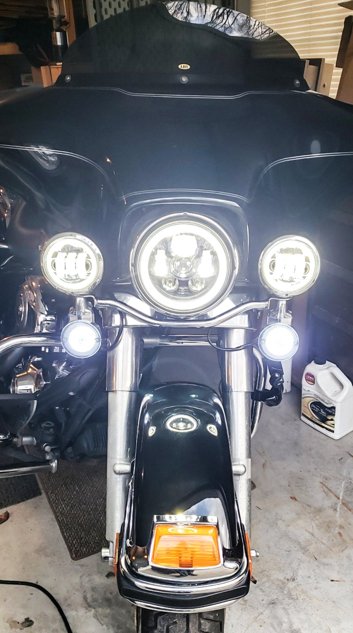 Eagle Lights 7" LED Headlight and 4.5" LED Passing Light Kit with Halo Rings for Harley-Davidson® & Indian® Motorcycles - Generation III / Black / Halo Ring