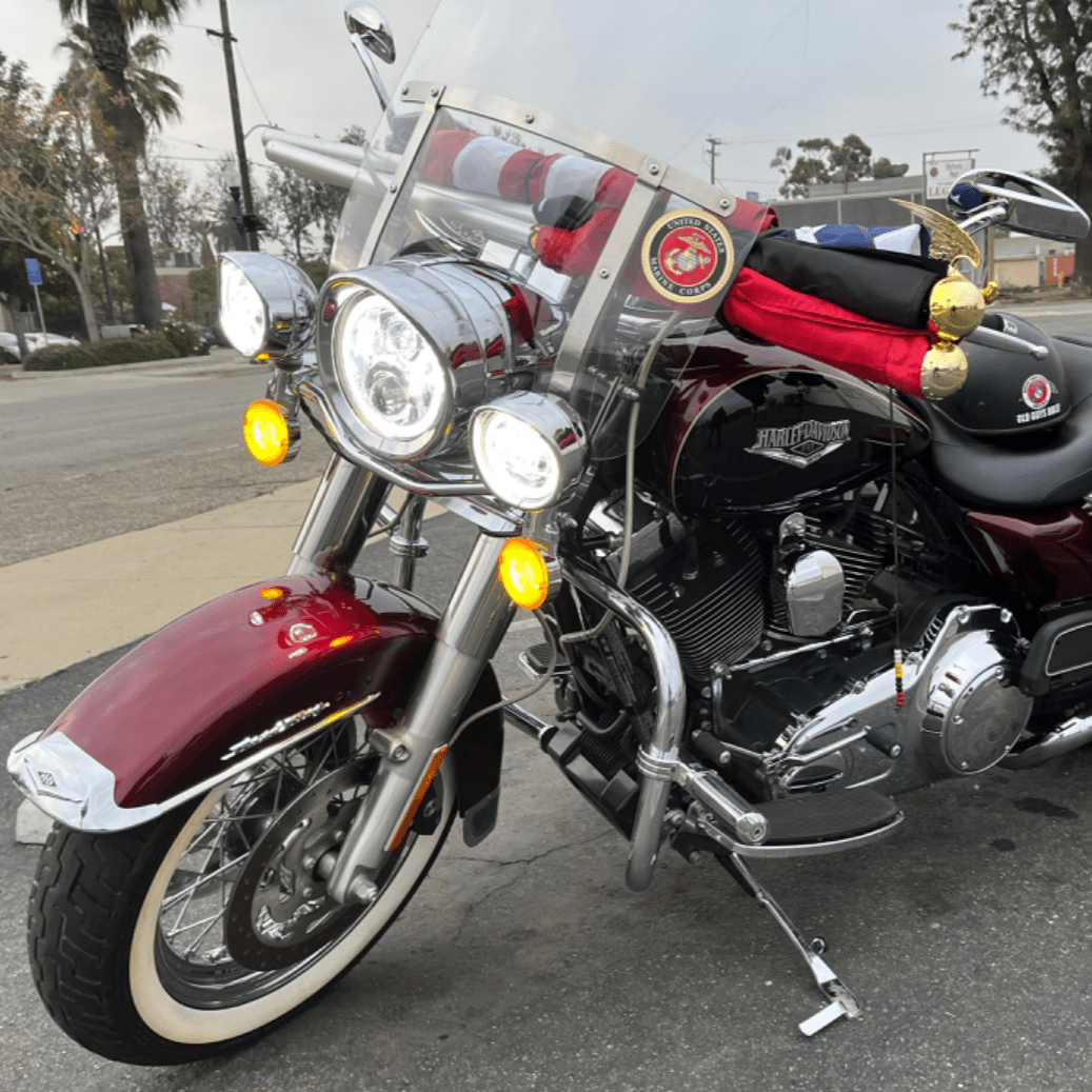 Eagle Lights 7" LED Headlight and 4.5" LED Passing Light Kit with Halo Rings for Harley-Davidson® & Indian® Motorcycles - Generation II / Chrome / Halo Ring