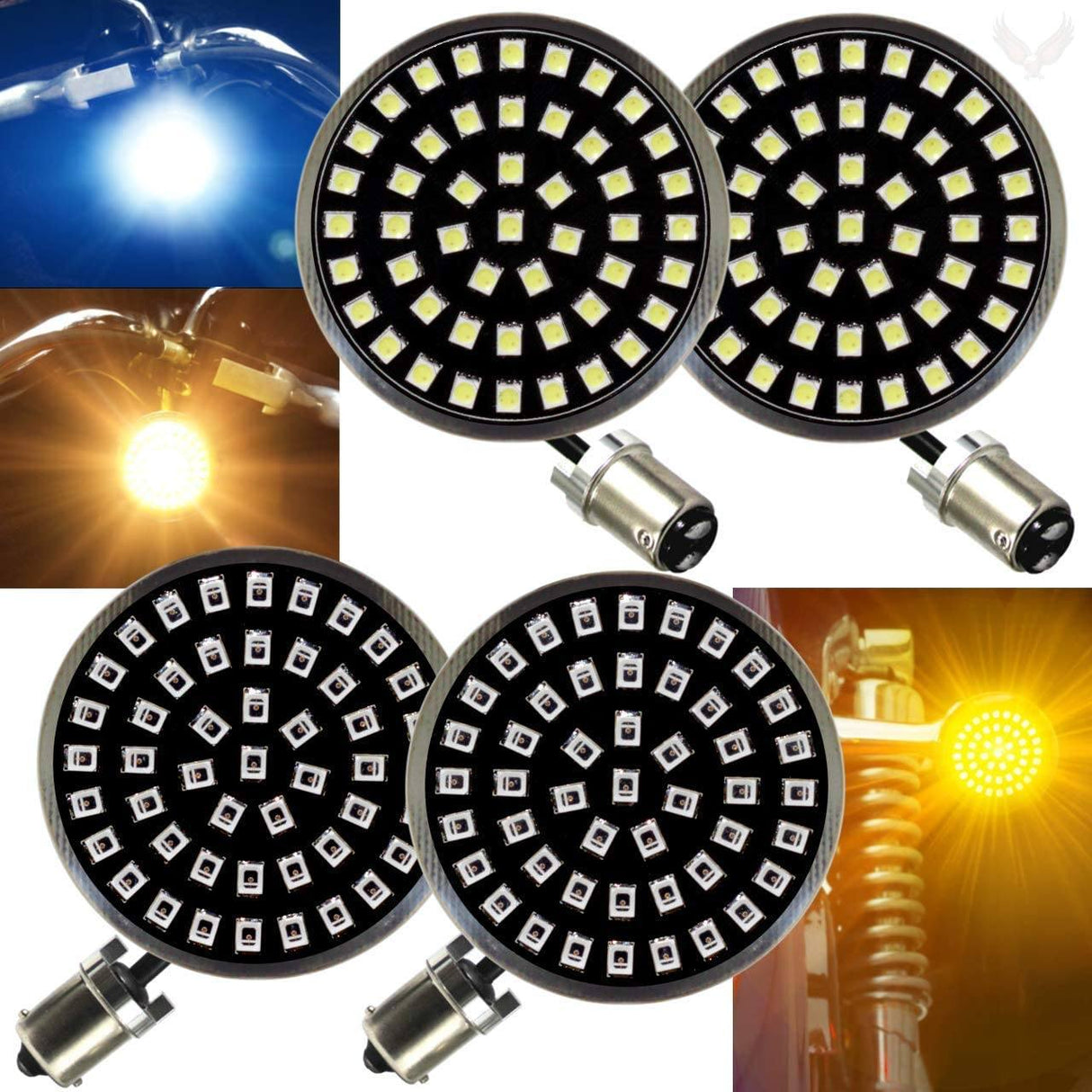 Eagle Lights Midnight Edition Front and Rear LED Turn Signal Kit for Harley-Davidson® Motorcycles - 1157 Front / 1156 Amber Rear