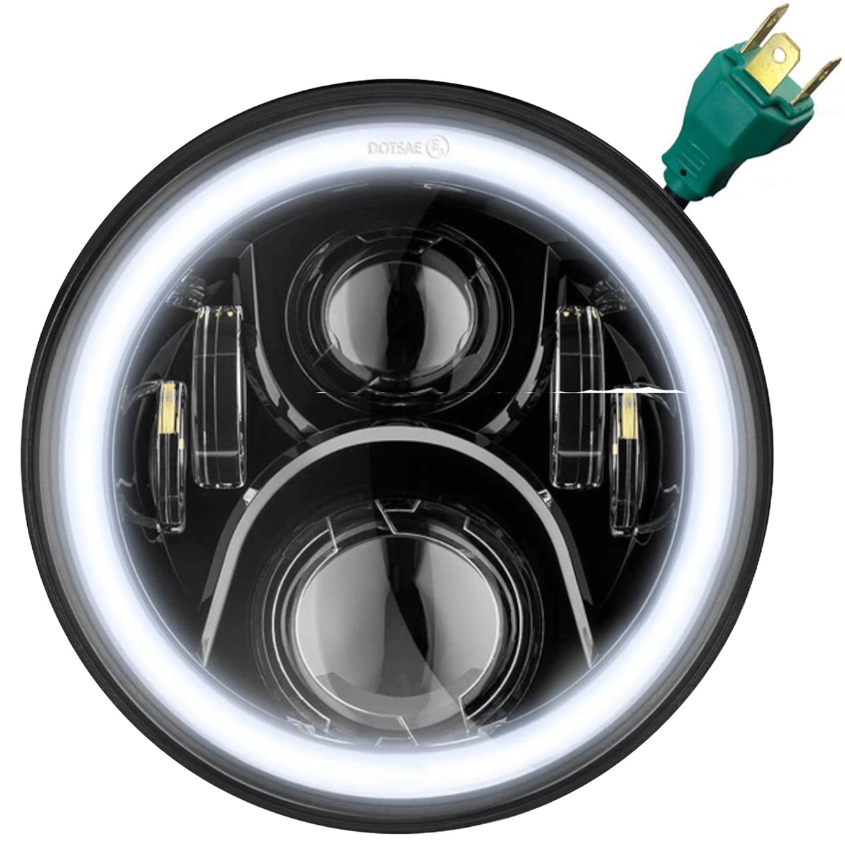 Eagle Lights 7" LED Headlight and 4.5" LED Passing Light Kit with Halo Rings for Harley-Davidson® and Indian Motorcycles - Generation II / Black / Halo Ring