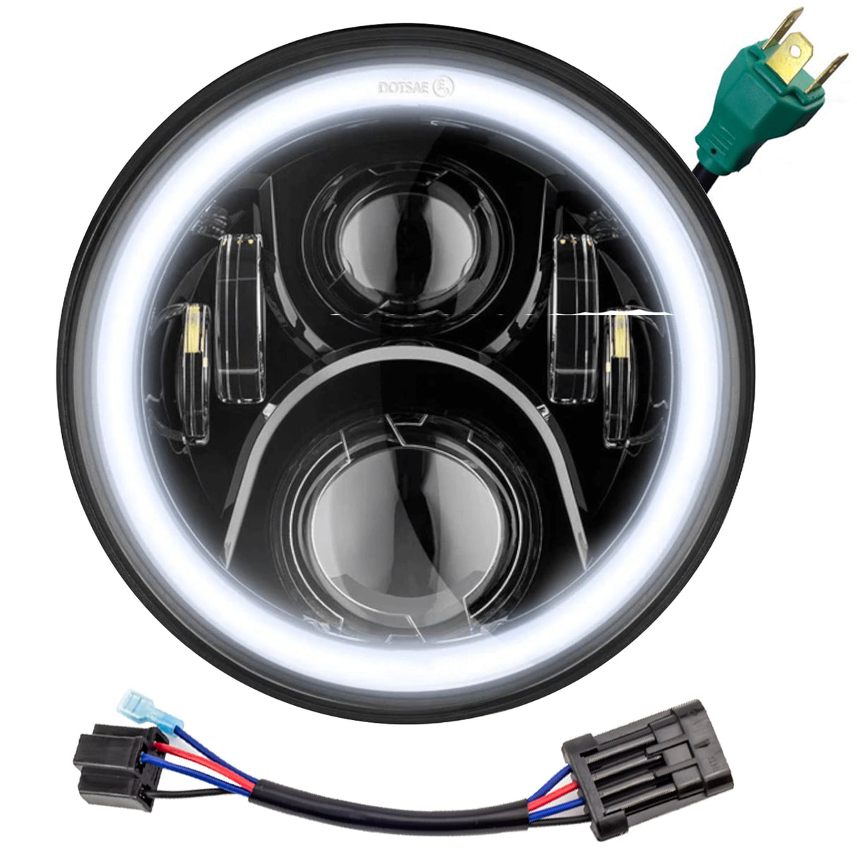 Eagle Lights 7" LED Headlight with LED Halo Ring for Harley-Davidson® and Indian® Motorcycles - Generation II / Black Kit