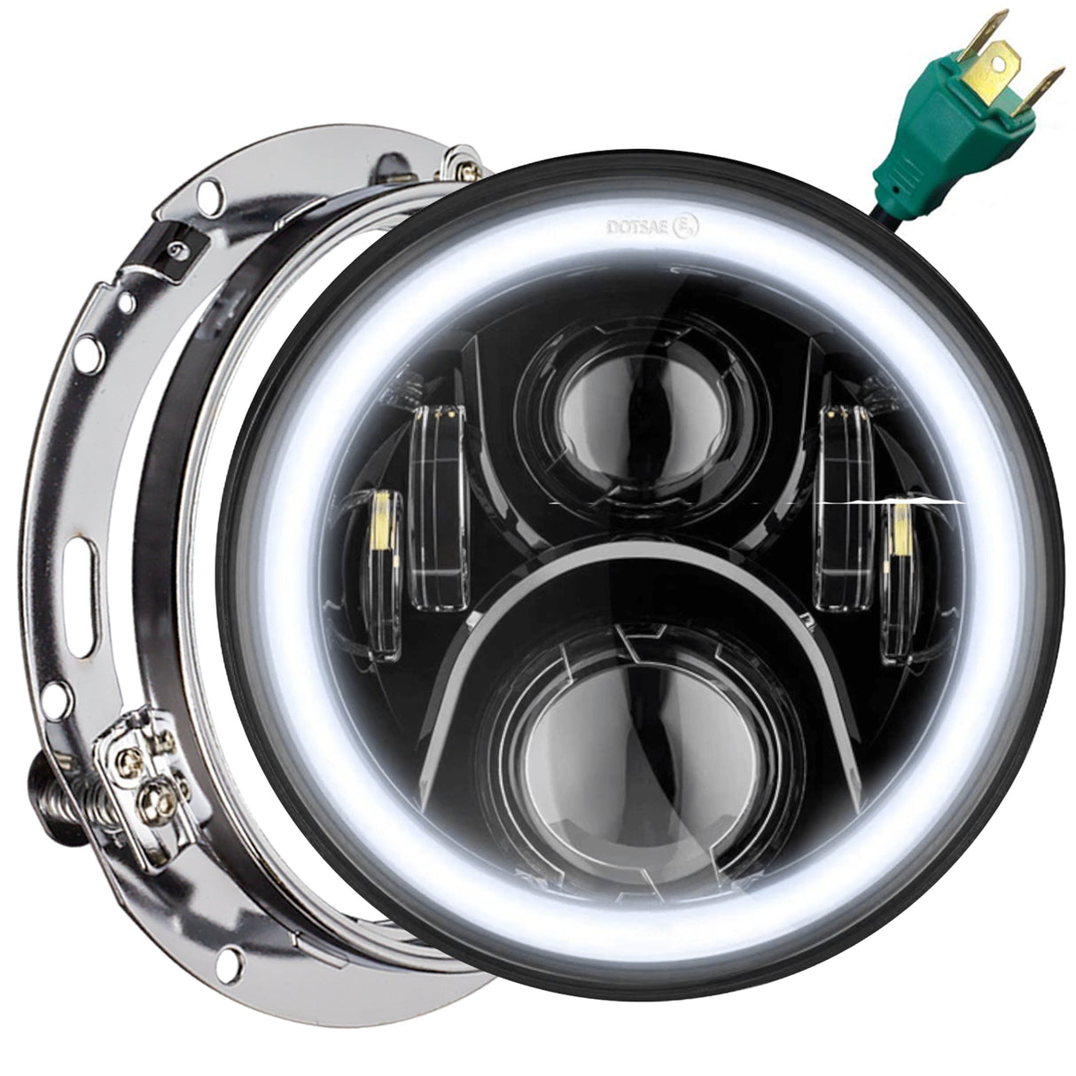 Eagle Lights 7" LED Headlight with LED Halo Ring for Harley-Davidson® and Indian® Motorcycles - Generation II / Black Kit