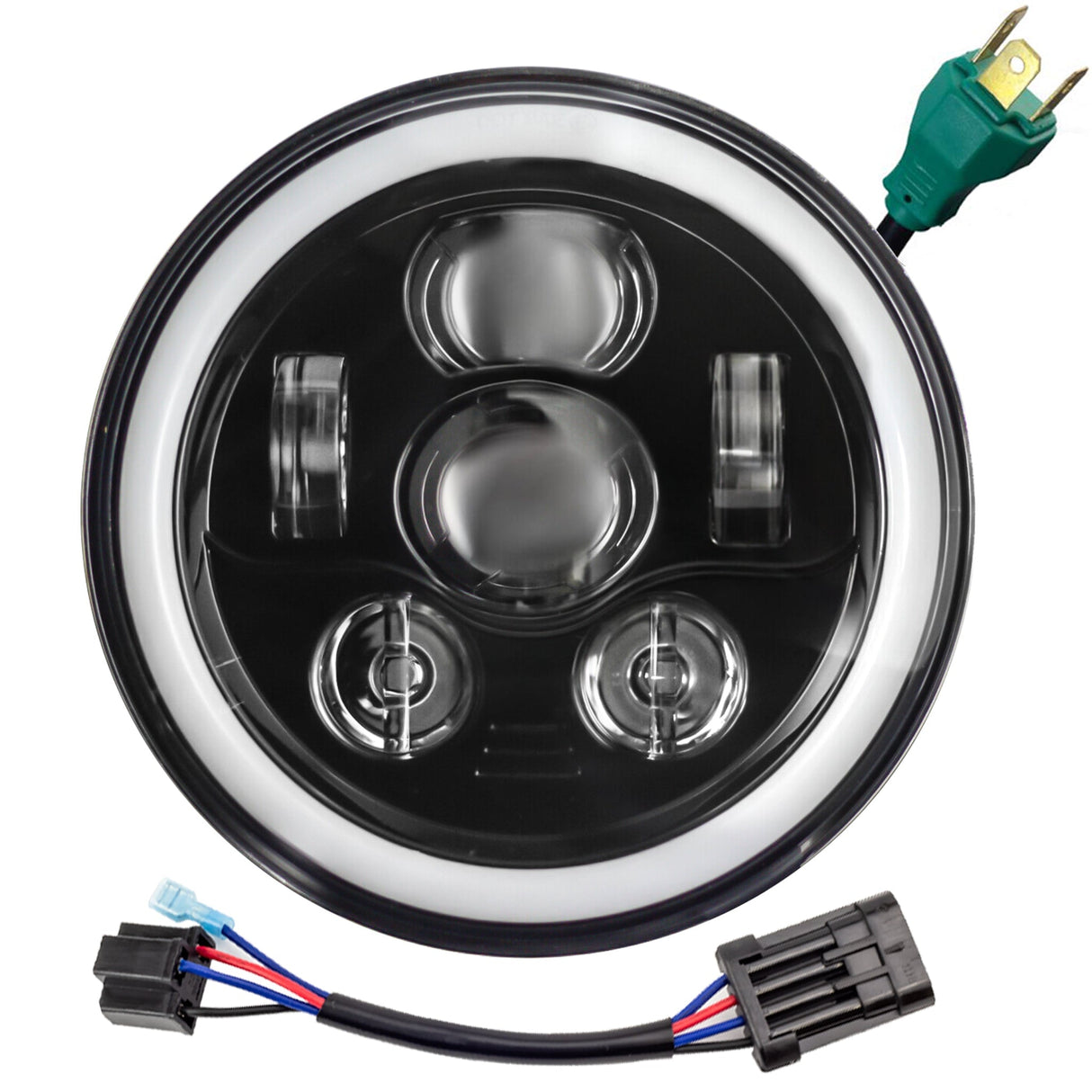 Eagle Lights 7" LED Headlight Kit with Halo Ring for Harley-Davidson® and Indian® Motorcycles - Generation III / Black