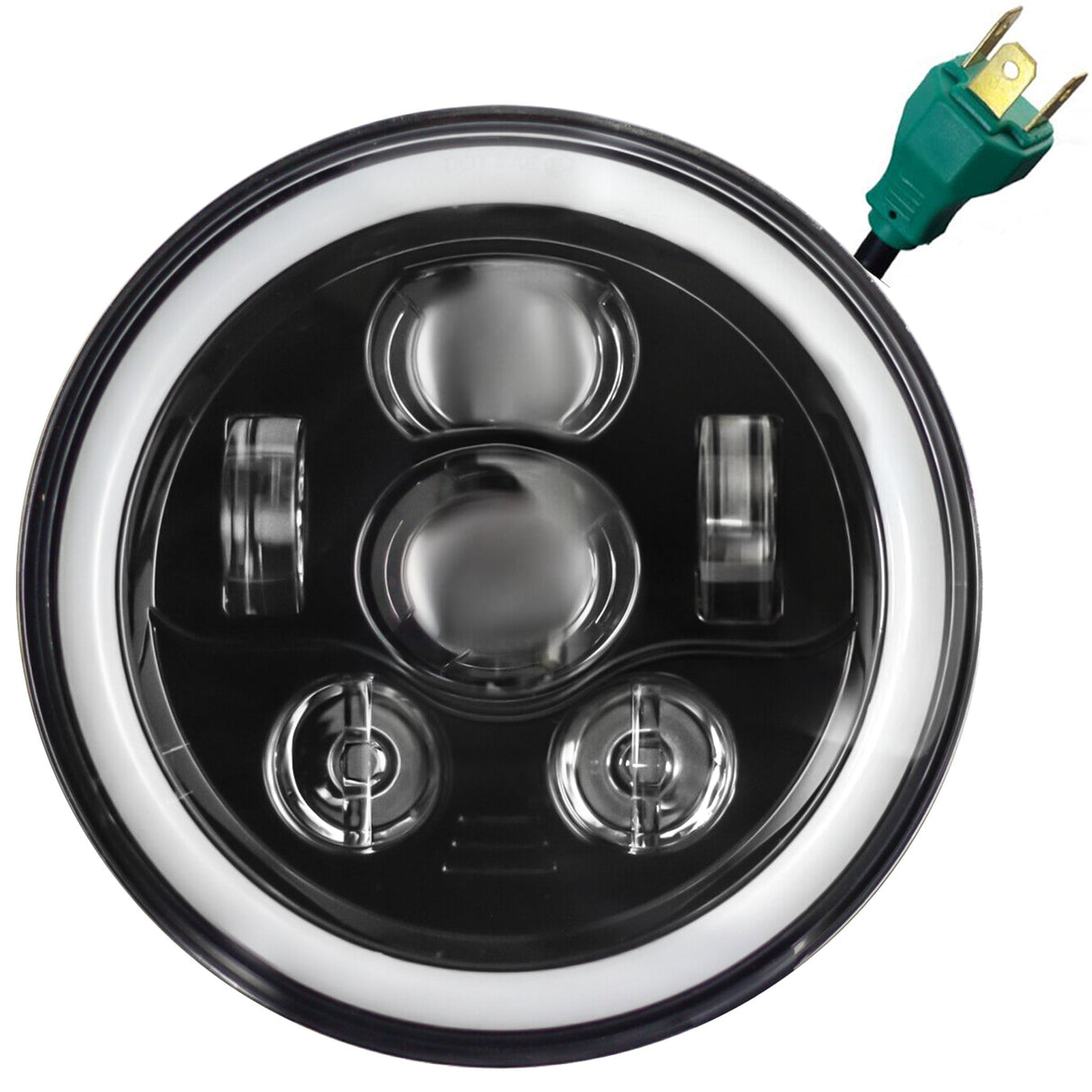 Eagle Lights 7" LED Headlight and 4.5" LED Passing Light Kit with Halo Rings for Harley-Davidson® & Indian® Motorcycles - Generation III / Black / Halo Ring