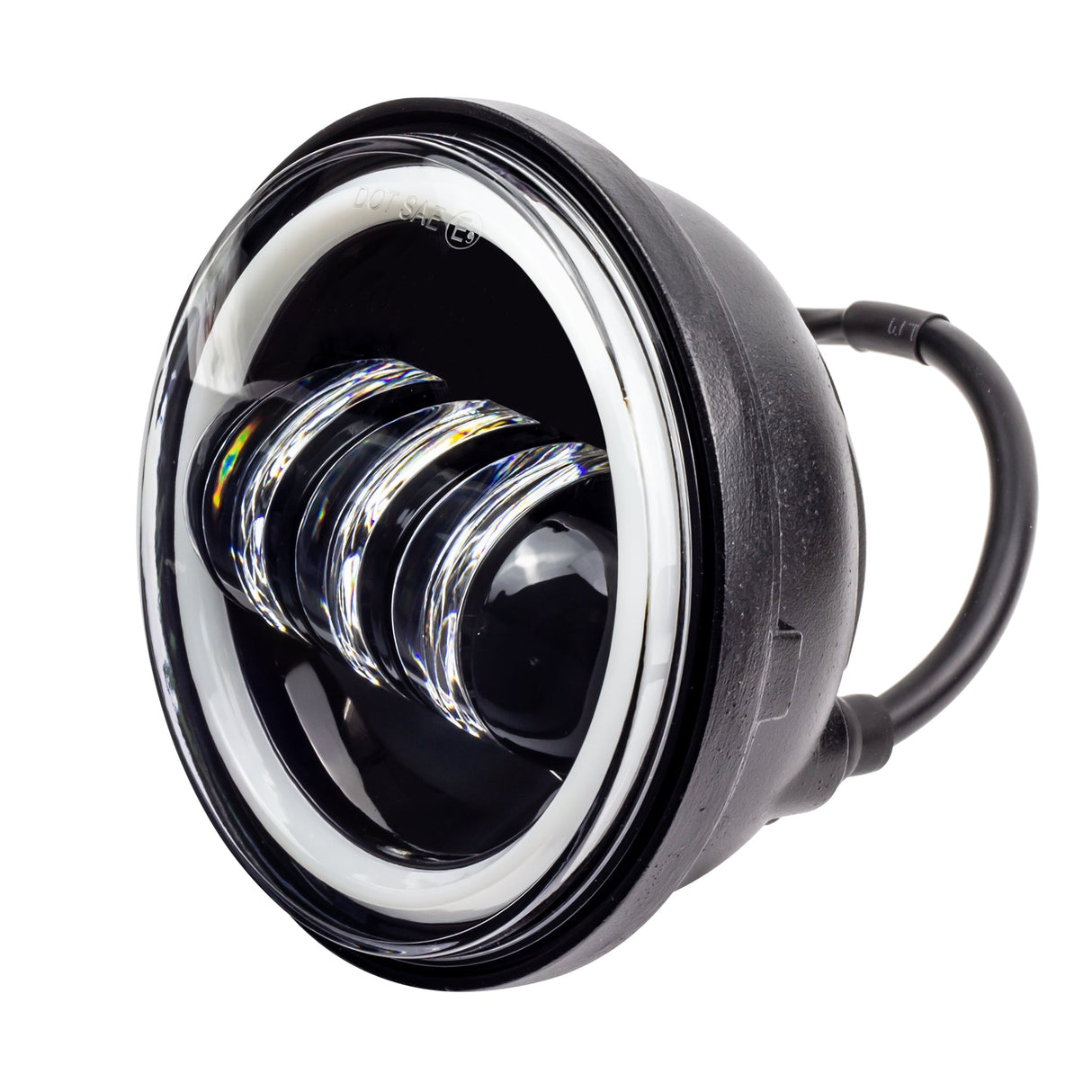 Eagle Lights 7" LED Headlight and 4.5" LED Passing Light Kit with Halo Rings for Harley-Davidson® & Indian® Motorcycles - Generation III / Black / Halo Ring