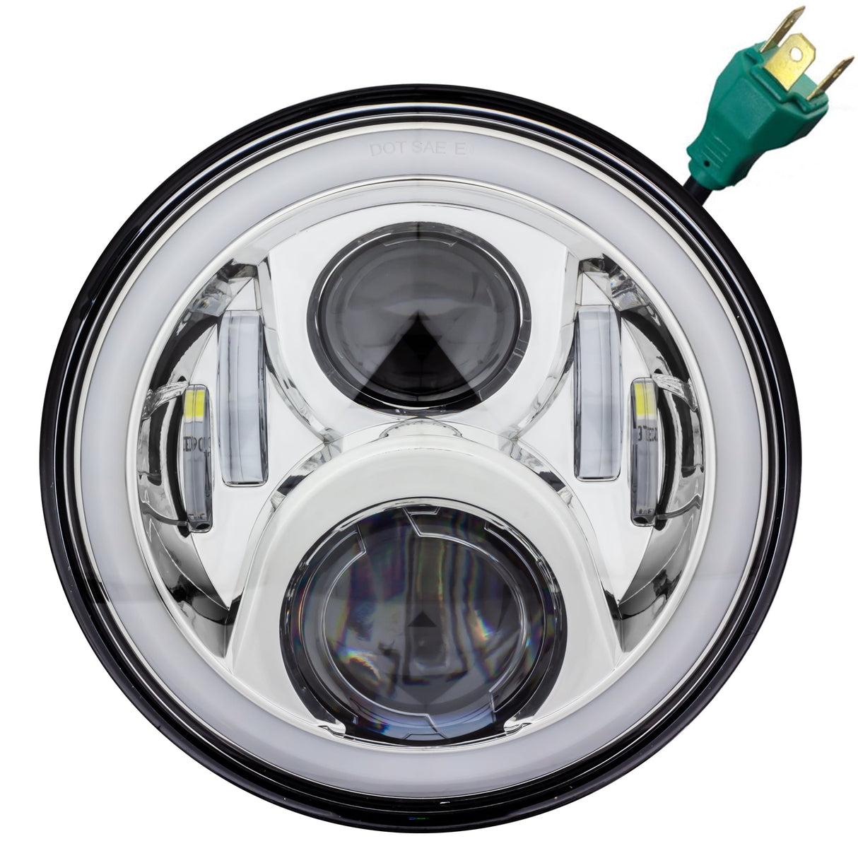 Eagle Lights 7" LED Headlight with LED Halo Ring for Harley-Davidson® and Indian® Motorcycles - Generation II / Chrome Kit