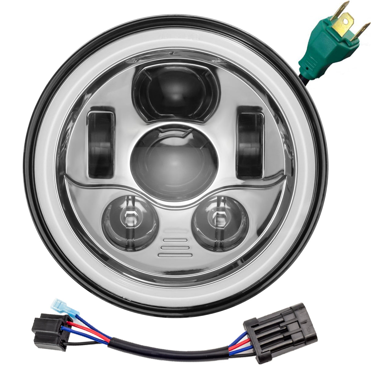 Eagle Lights 7" LED Headlight Kit with Halo Ring for Harley-Davidson® and Indian® Motorcycles - Generation III / Chrome