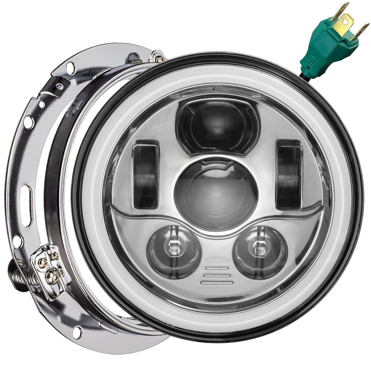 Eagle Lights 7" LED Headlight Kit with Halo Ring for Harley-Davidson® and Indian® Motorcycles - Generation III / Chrome