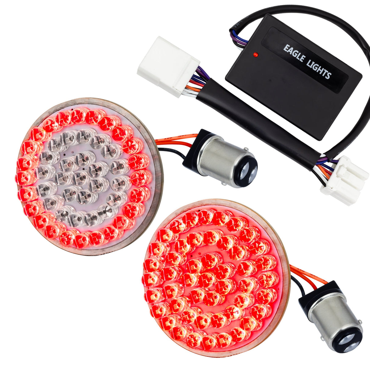 Eagle Lights 2" Rear LED Turn Signals, Running and Brake Lights for Harley-Davidson® Motorcycles- Generation I / 1157 Base / Red