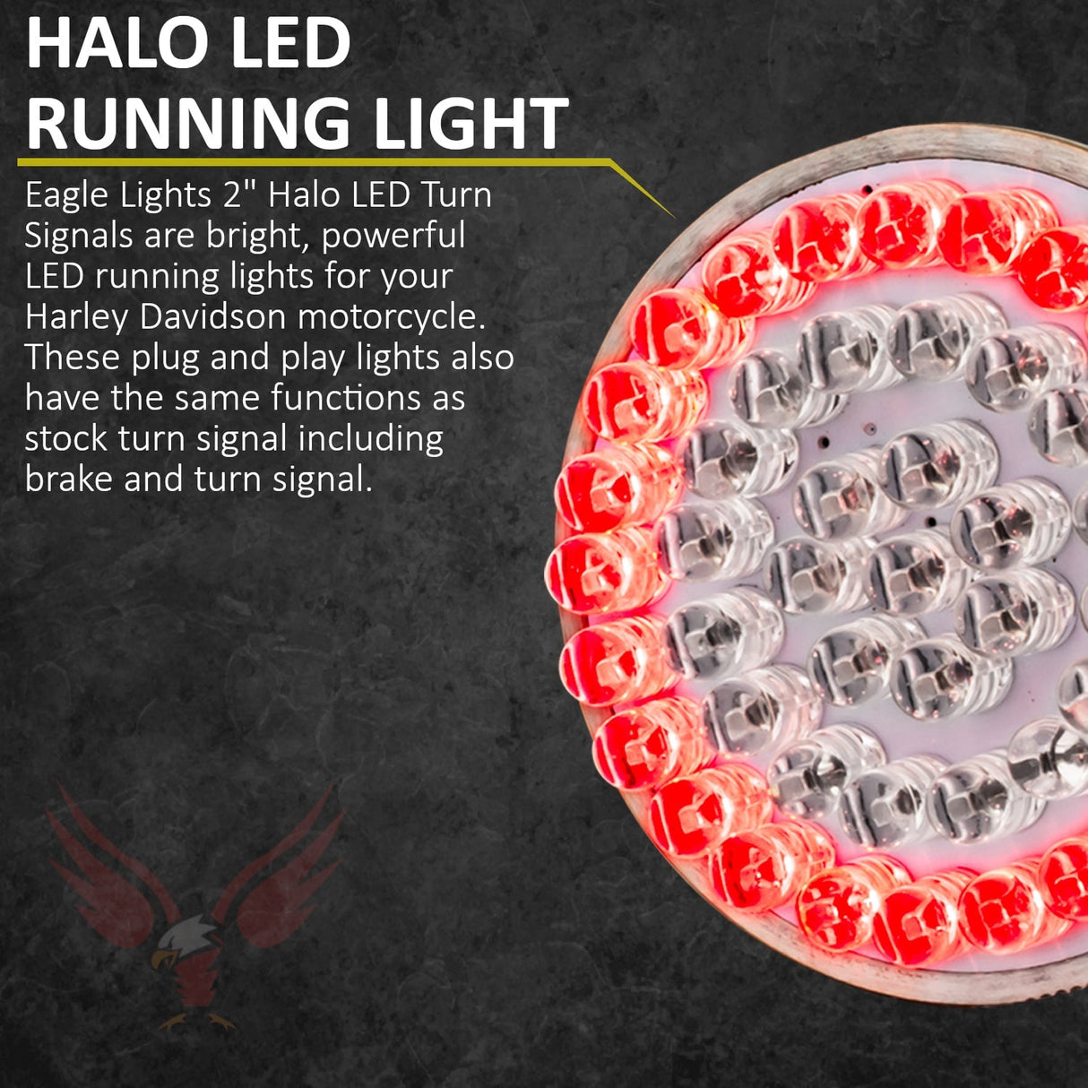 Eagle Lights 2" Rear LED Turn Signals, Running and Brake Lights for Harley-Davidson® Motorcycles- Generation I / 1157 Base / Red