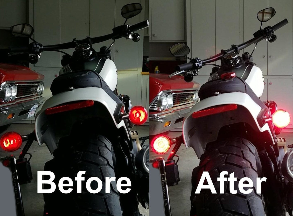 Eagle Lights 2" Rear LED Turn Signals, Running and Brake Lights for Harley-Davidson® Motorcycles- Generation I / 1157 Base / Red